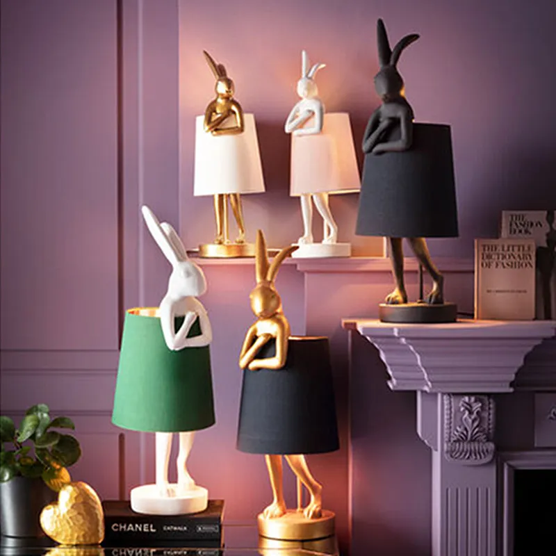 KARE RABBIT table lamp Retro Animal Lamp Creative Resin Light Bedroom Study - £200.95 GBP+