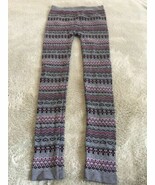 One Step Up Girls Gray Pink Black Hearts Geometric Knit Leggings XL 18 - $7.39 CAD