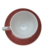 Mikasa Parchment Red Cup and Saucer Set HolidayFine China Band Gold Trim... - $14.50