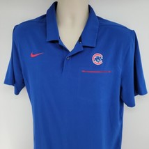 Nike Baseball Chicago Cubs Golf Polo Shirt Large Blue Dri-Fit - £15.48 GBP