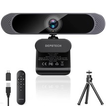 Webcam 4K, 3X Zoomable Webcam With Microphone And Remote, 1/3&quot; Sony Sens... - £117.19 GBP