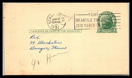 1951 US Postal Card - Scranton, Pennsylvania to Bangor, Maine A26 - £2.37 GBP