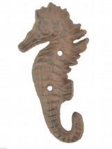 Cast Iron Wall Hook Rust Seahorse Hanging Decor Nautical Ocean Beach 5.5&quot; Tall - £7.78 GBP