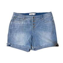 Torrid Denim Button Fly Cuffed Mid Rise Blue Jean Shorts Plus Size 16 - £18.17 GBP