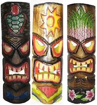 20&quot; Large Set of 3 Polynesian Hawaiian Tiki Style Wall Masks - £52.02 GBP