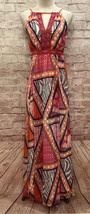 H&amp;M Halter Maxi Dress Beaded Empire Waist Fuchsia Pink Orange Chiffon Size 2 - £31.10 GBP