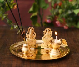 Pooja thali Set for Aarti Laxmi Ganesh Idol ,Diya - Agarbatti Incense - £23.36 GBP
