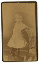 Antique CDV Circa 1870&#39;S Adorable Child in Dress Standing Jeanes Allentown, PA - £7.47 GBP