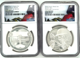 WW1 Centennial and U.S. Air Force Silver Coin And Medal Set Early Releases - $221.46