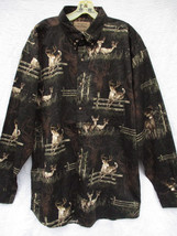 Mens Deer Print Woods and Water Shirt Hunting New No Tag XXL or 2XL Crisp Cotton - £19.74 GBP