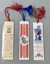 Vintage Weve A Gift Laminated Woven Bookmark Lot 3 USA Bicentennial Liberty d - $13.95