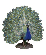 Large Gallery Quality Male Peacock With Exotic Iridescent Train Plumage Statue - £314.53 GBP