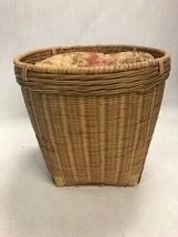 Vintage woven tea set basket lid only  oriental china asian straw empty cloth - £60.92 GBP
