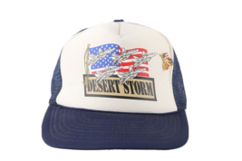 Vintage 90s US Military Desert Storm Spell Out Fighter Jets Roped Trucker Hat - £26.07 GBP