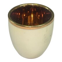 Vintage JSK Czech Porcelain Egg Cup Gold Interior w/ Metal Holder Stand image 7