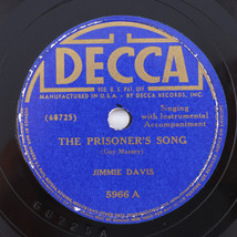 Jimmie Davis – The Prisoner&#39;s Song / I Told You So - 1941 10&quot; 78 rpm Decca 5966 - £10.63 GBP