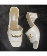 MICHAEL KORS WHITE CROCK BLOCKED HEEL SLIP-ON SANDALS MK LOGO SIZE 8.5 N... - $2,715.29 MXN