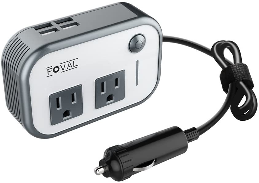 FOVAL 200W Car Power Inverter DC 12V to 110V AC Converter with 4 USB Ports - $30.99