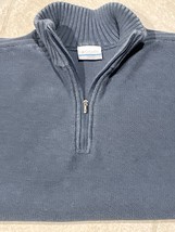 Columbia Sweater Men&#39;s Size L Olive Green Cotton Knit 1/4 Zip Pullover - $211.56 MXN