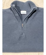 Columbia Sweater Men&#39;s Size L Olive Green Cotton Knit 1/4 Zip Pullover - $11.35