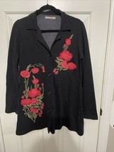 Anthropologie Caite Rosette Embroidered size S black Sweater Jacket Tiny Flaw - £22.04 GBP