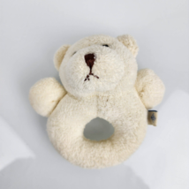 Pottery Barn Kid Baby Cream Ivory White Polar Bear Plush Ring Rattle Cha... - $24.74
