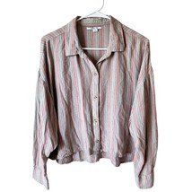 Women’s O’Neill cotton down stripe relaxed fit crop long sleeve top blouse - $19.99