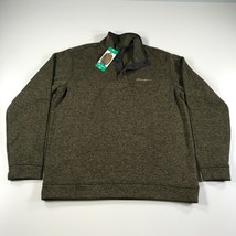 NEW Eddie Bauer Sweater Mens XL Heather Green Snap Neck Long Sleeve Fleece - $37.39