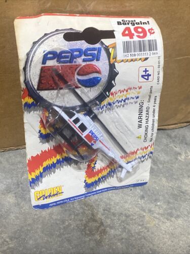PEPSI Pepsi-Cola Die-Cast HELICOPTER Toy Sealed Golden Wheel Silver READ - $7.87