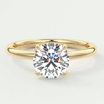 14K Gold Solitaire Moissanite Engagement Ring | 1CT Round Cut Lab Created Diamon - £109.30 GBP