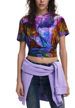 Desigual Women T-Shirt Purple Designer Logo Fashion Top 2025 Collection - $117.33 CAD