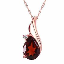 2.03 Carat 14K Solid Rose Gold Necklace Diamond Natural Garnet Gemstone 14&quot;-24&quot;  - £330.11 GBP