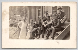 Lumber Camp Mill Construction Scene Cooks Young Workers Real Photo Postc... - $17.95