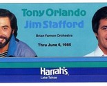 Tony Orlando and Jim Stafford at Harrah&#39;s Lake Tahoe Postcard 1986  - £8.64 GBP
