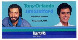 Tony Orlando and Jim Stafford at Harrah&#39;s Lake Tahoe Postcard 1986  - £8.64 GBP