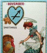 Tuck Postcard Signed Dwig Victorian Lady November Zodiac Sagittarius Series 128 - £25.29 GBP