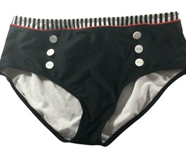 Womens Bikini Bottom Size XL Extra Large Black White Red Decorative Buttons - £10.33 GBP