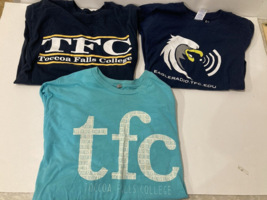 Lot of 3 TFC Toccoa Falls College T-Shirts Cotton Adult Casual Blue Small - $12.45