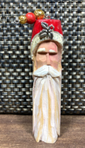 Hand Carved Santa Claus Christmas Ornament OOAK Whittled Wood Folk Art Painted - £22.88 GBP