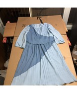 Ricardo Blue Dress Size XL, Vintage 80s Style, Pleated Skirt, Shoulder Pads - €10,31 EUR