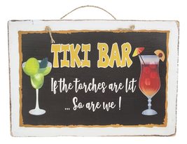 Hand Carved Tiki Bar Sign If The Torches Are Lit, So Are We! Fun Wall Decor Wood - £23.69 GBP