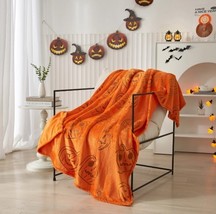 Way To Celebrate 50&quot;x60&quot; Orange Pumpkin Plush Throw Halloween Blanket NEW - $19.31