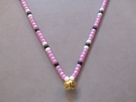VALENTINE ~ HORSE RHYTHM BEADS ~ Pink Pearl, White, Black ~ Size 54 Inches - $17.00
