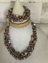 Talbots Agate Apricot  Pink Beaded Cluster Necklace Bracelet Set NEW 20” - £18.97 GBP