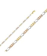 Genuine 14k Tri-tone Gold 3.7mm Concave 3+1 Figaro Chain Necklace 20" 22... - $1,223.00+