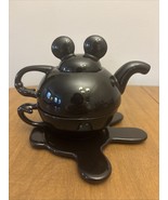 Disney Black Teapot Cup Single Serve Collectible 4 piece - $376.00 MXN