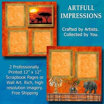 Elephants -Set of 2 - Safari Sunset Personalized Wall Art or Scrapbook P... - $467.04 MXN