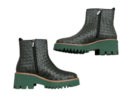 Pons Quintana Aida Braided Zip Booties Boots Green ( 39 ) - $296.97