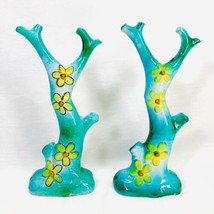 Vintage Acabbo Amalfi MCM Art Pottery Lot of 2 Coral Daisy Ocean Sea 10 1/2&quot; - £67.01 GBP