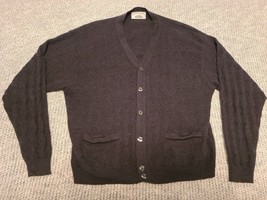 Fiesole Italian Acrylic/Wool Sweater Black Cardigan Grandpa Flaw* Mr Rogers VTG - £12.59 GBP